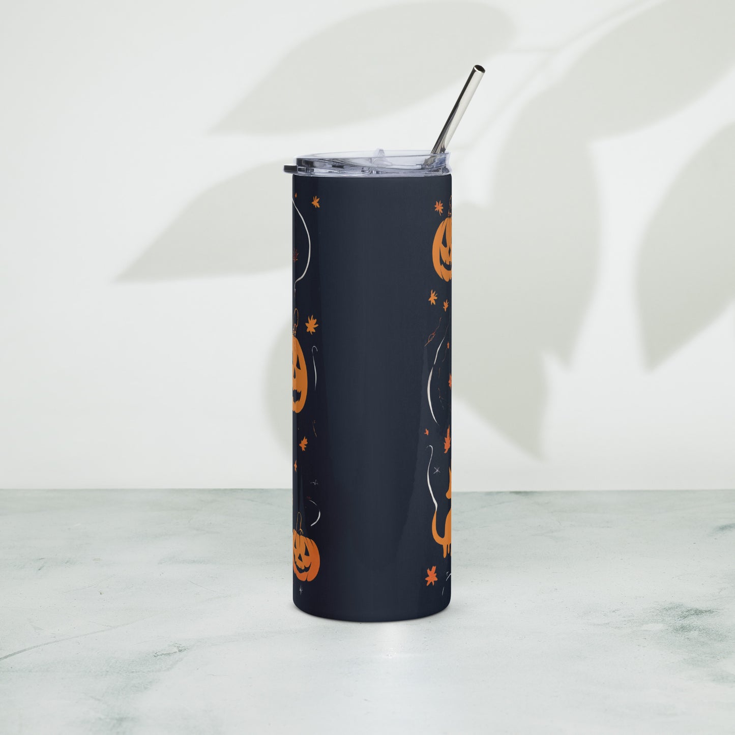 Stainless steel tumbler (Doberman Halloween Pumpkin)