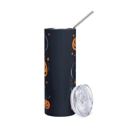 Stainless steel tumbler (Doberman Halloween Pumpkin)