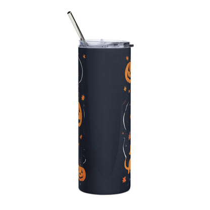 Stainless steel tumbler (Doberman Halloween Pumpkin)