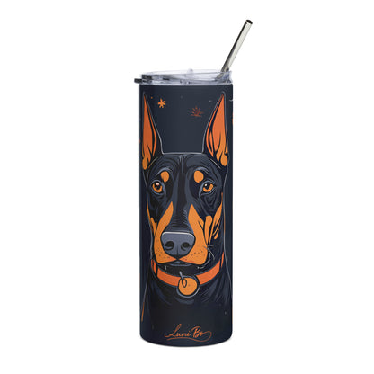 Stainless steel tumbler (Doberman Halloween Pumpkin)