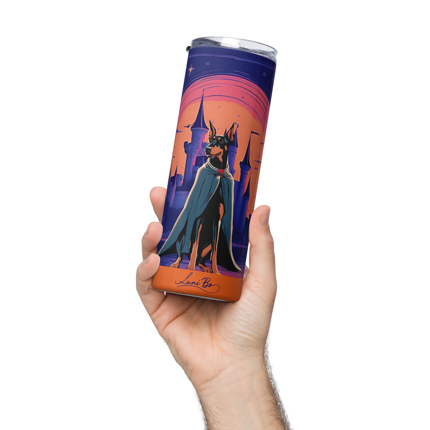 Stainless steel tumbler - Night of the Vampire Doberman