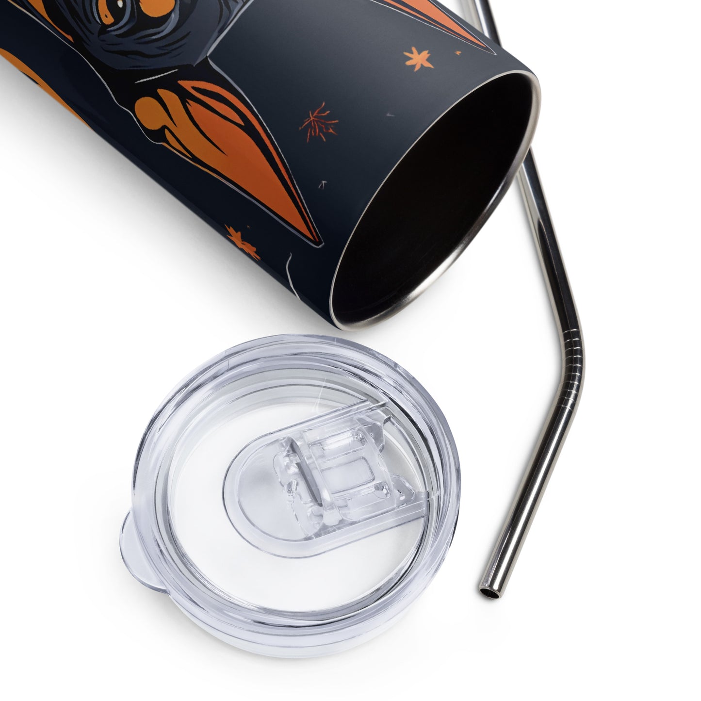 Stainless steel tumbler (Doberman Halloween Pumpkin)